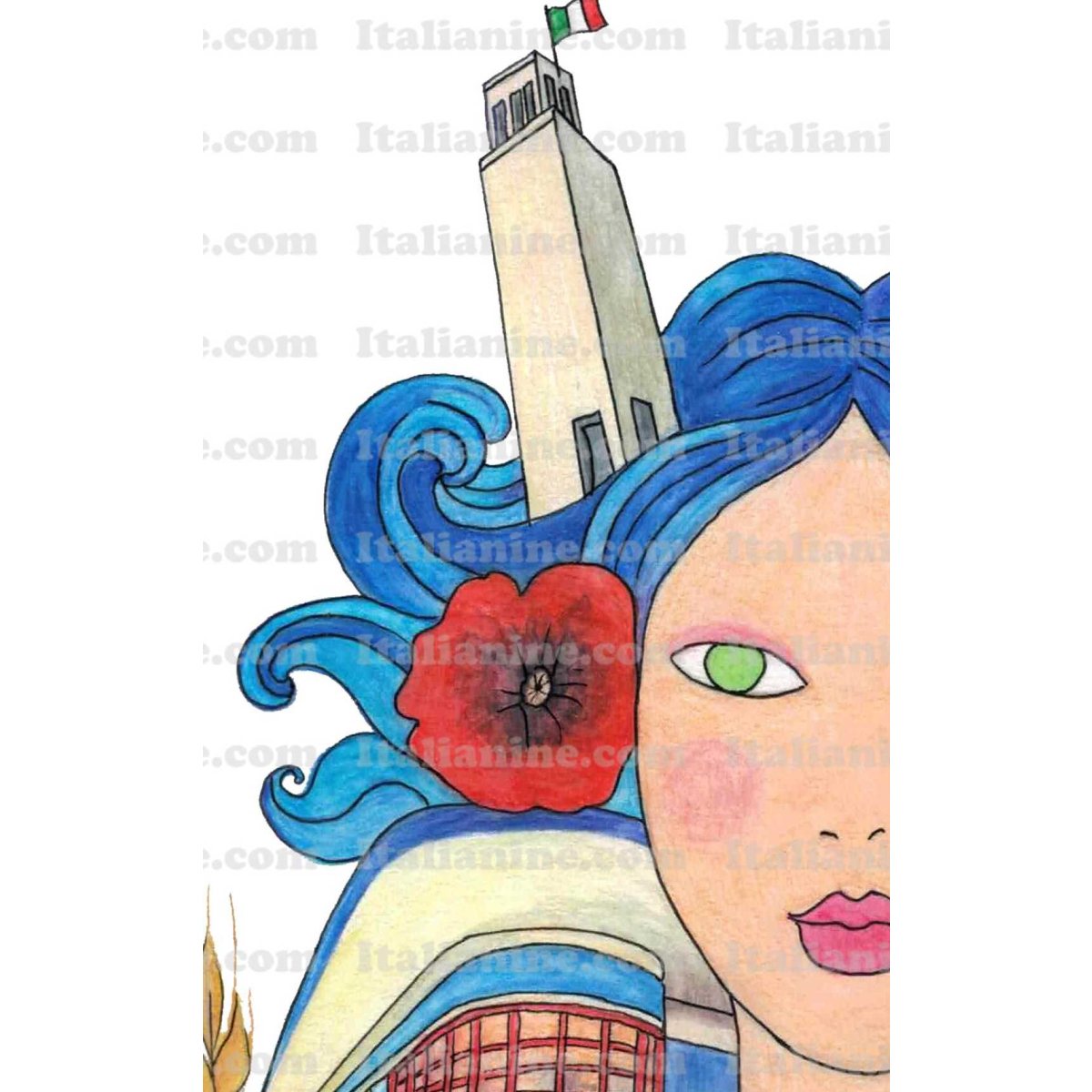 Maglietta Sabaudia - illustrazione originale Italianine
