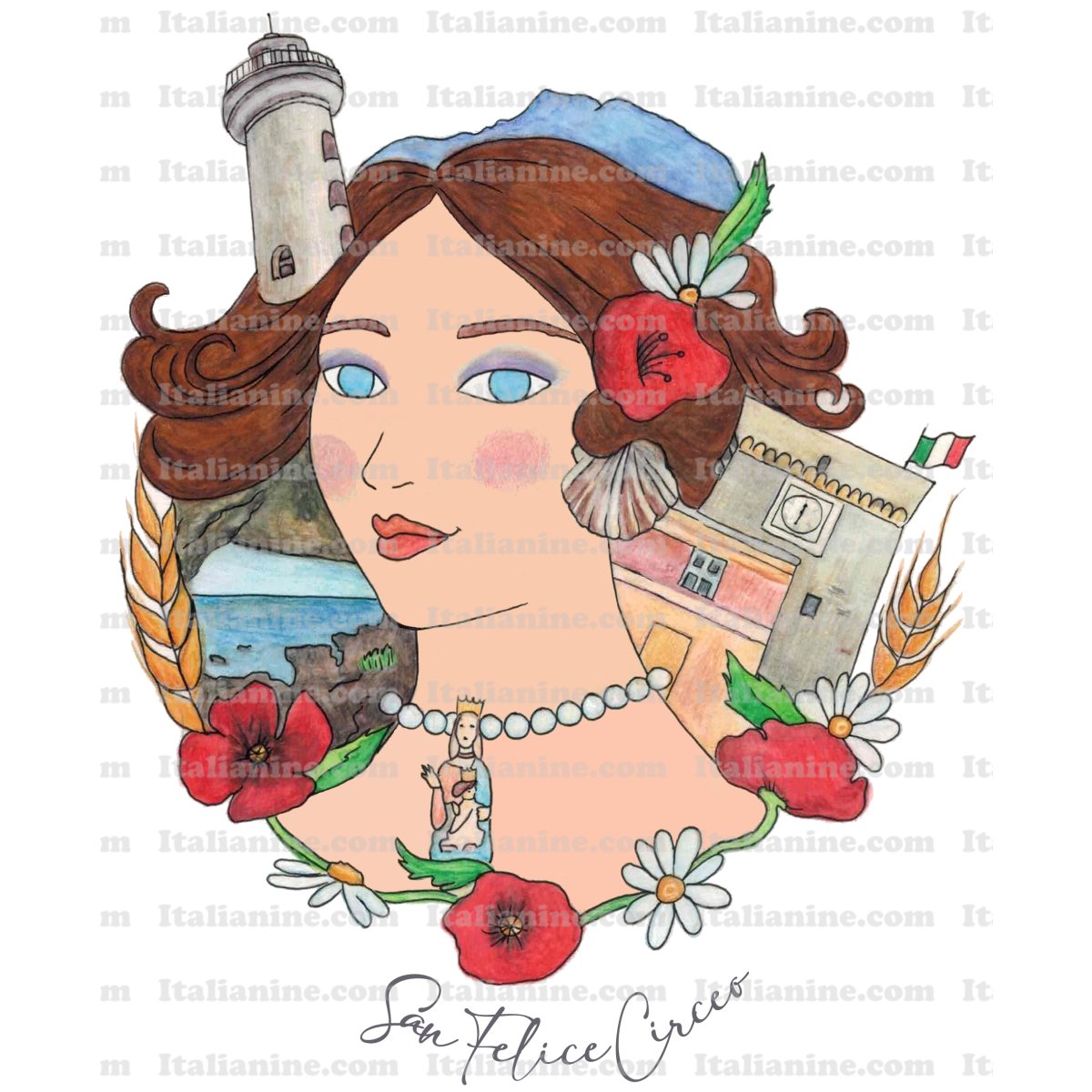 Maglietta San Felice Circeo - illustrazione originale Italianine