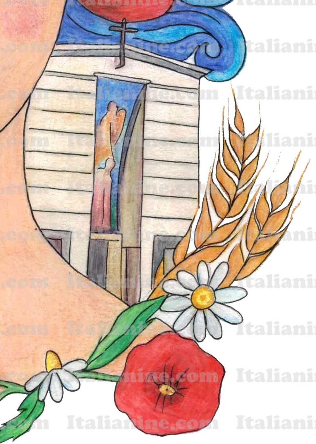 Dettaglio Sabaudia chiesa e grano